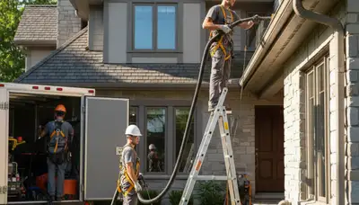 Salt Lake City gutter cleaning crew removing debris to protect homes from water damage