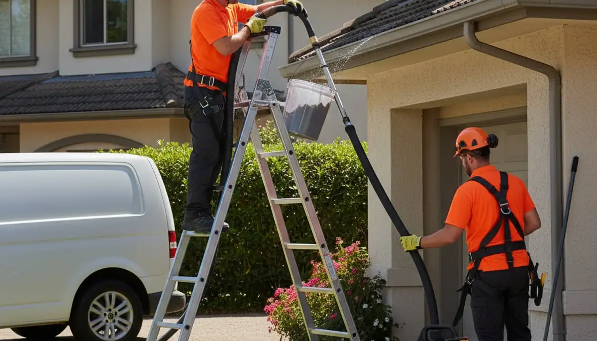 Salt Lake City siding contractor inspecting home exterior for gutter cleaning and water damage prevention