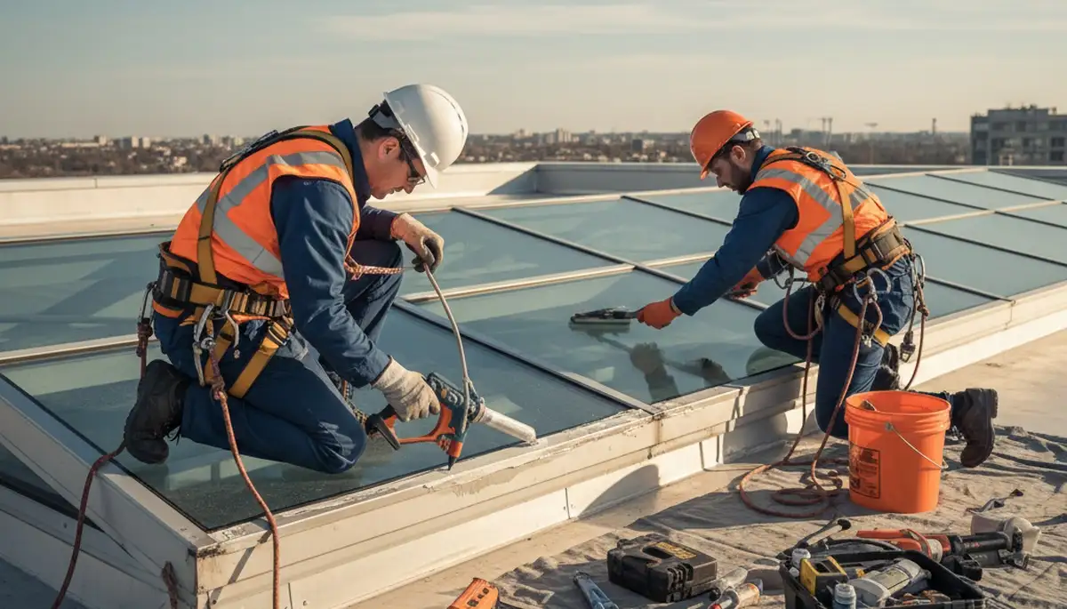 Salt Lake City, UT siding contractor repairing a skylight leak for a home exterior service call